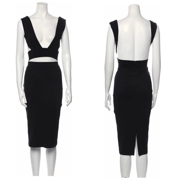 SOLACE London Knight Knee Length Dress in Black Size 2 - Picture 2 of 5